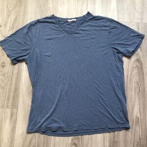 MARINE LAYER MENS T SHIRT BLUE SHORT SLEEVE V NECK 100% COTTON LARGE